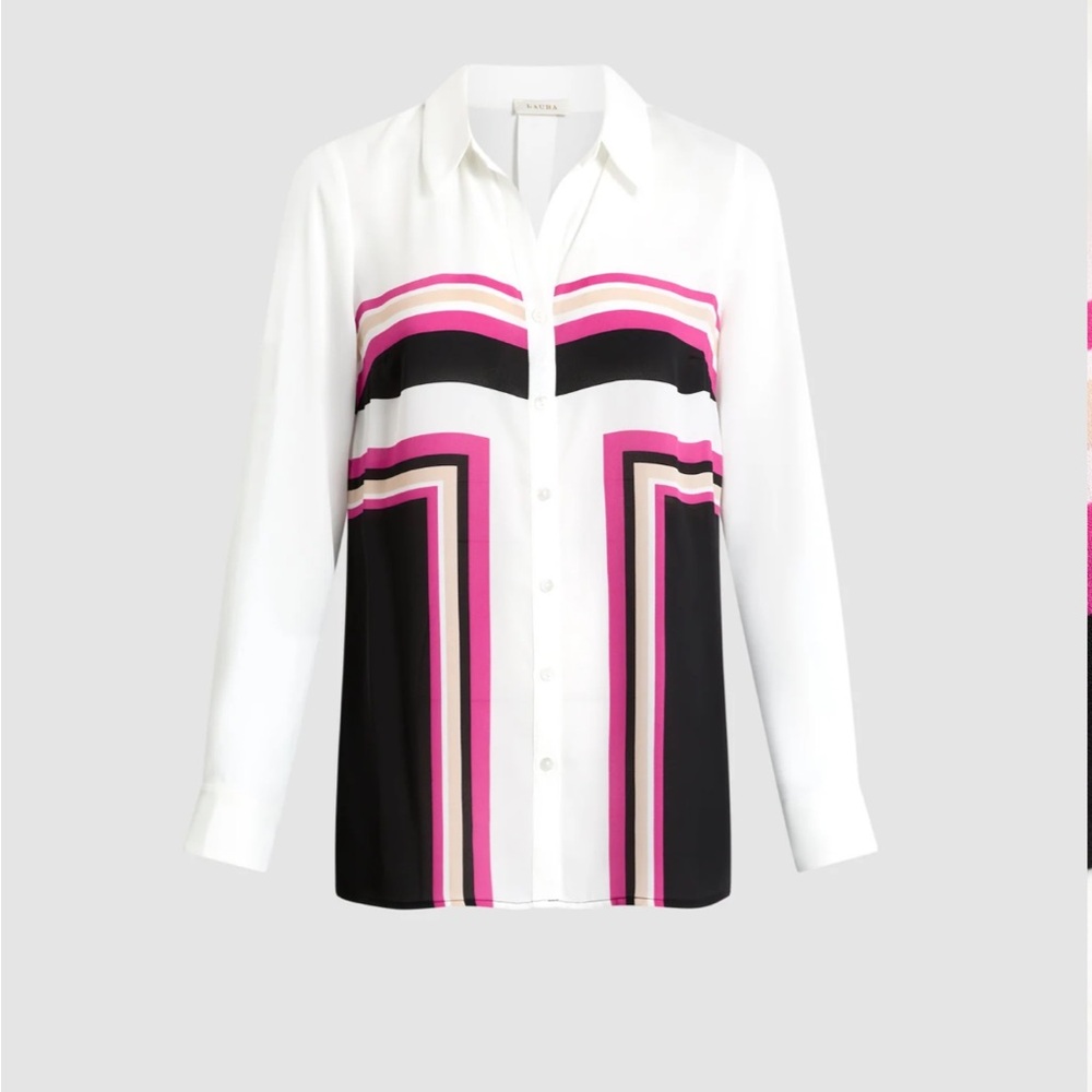 Laura Colour Block Button-Down Blouse Multicolour - Picture 2 of 10